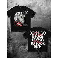 Kaos Katun Sablon Grafis Grosir Slogan Jalanan Streetwear Lengan Pendek Kerah Bulat Kasual untuk Pria Wanita Custom OEM