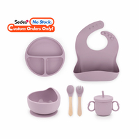 Vaisselle en silicone de qualité alimentaire en gros d'usine Assiette de nourriture pour bébé et ensemble d'alimentation pour enfants avec cloison Matériau en gel de silice