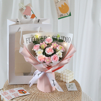 Bouquet de fleurs en laine tissées à la main marguerite au Crochet Rose tulipes au Crochet Bouquet de fleurs pour femmes fille cadeau