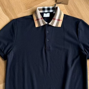 Polo de lujo estilo diseñador, a la moda, vintage, con solapa a cuadros, 100% algodón, estilo Burberry, para hombre - Product Image 4
