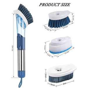 Lao Động Tiết Kiệm Món Ăn Nhà Bếp Nồi Công Cụ Làm Sạch Có Thể Thay Thế Làm Sạch Bàn Chải Nhựa Chà Món Ăn Bàn Chải Với Xà Phòng Dispenser - Product Image 5