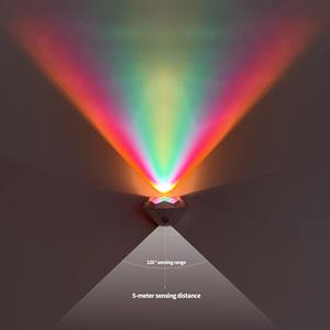 Lámpara de pared inteligente, luz con sensor de movimiento, forma de piedra preciosa, luces de colores, luz nocturna recargable por USB, brillo ajustable. - Product Image 5