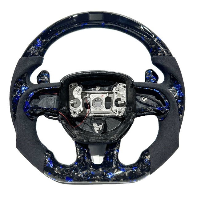 Blue Carbon Fiber Steering Wheel for Dodge Challenger Charger RT Durango SRT Jeep Cherokee Trackhawk Hellcat