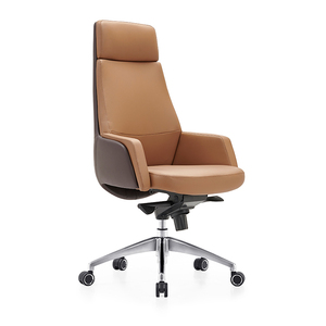 Cuero ejecutivo moderno cómodo asiento de oficina de madera administrador de la computadora sillas de cuero de lujo - Product Image 1
