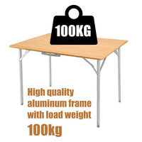 STARRYHEART Table d'Extérieur Pliable en Bois et Aluminium de Haute Qualité, Table de Camping Pliante en Bambou