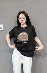 T-shirt en coton 100% à manches courtes, col rond, style décontracté, imprimé en relief, zone magique, support d'échantillon - Product Image 3