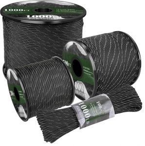 Cordon de parachute double en nylon/polyester réfléchissant, 12 brins, 750 livres, 4 mm, 32 fils, haute résistance pour le camping, la pêche, la randonnée - Product Image 1