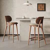 Tabouret de bar Wabi-sabi en bois massif, style moderne minimaliste, avec dossier, pour bar à domicile et chaises hautes d'îlot