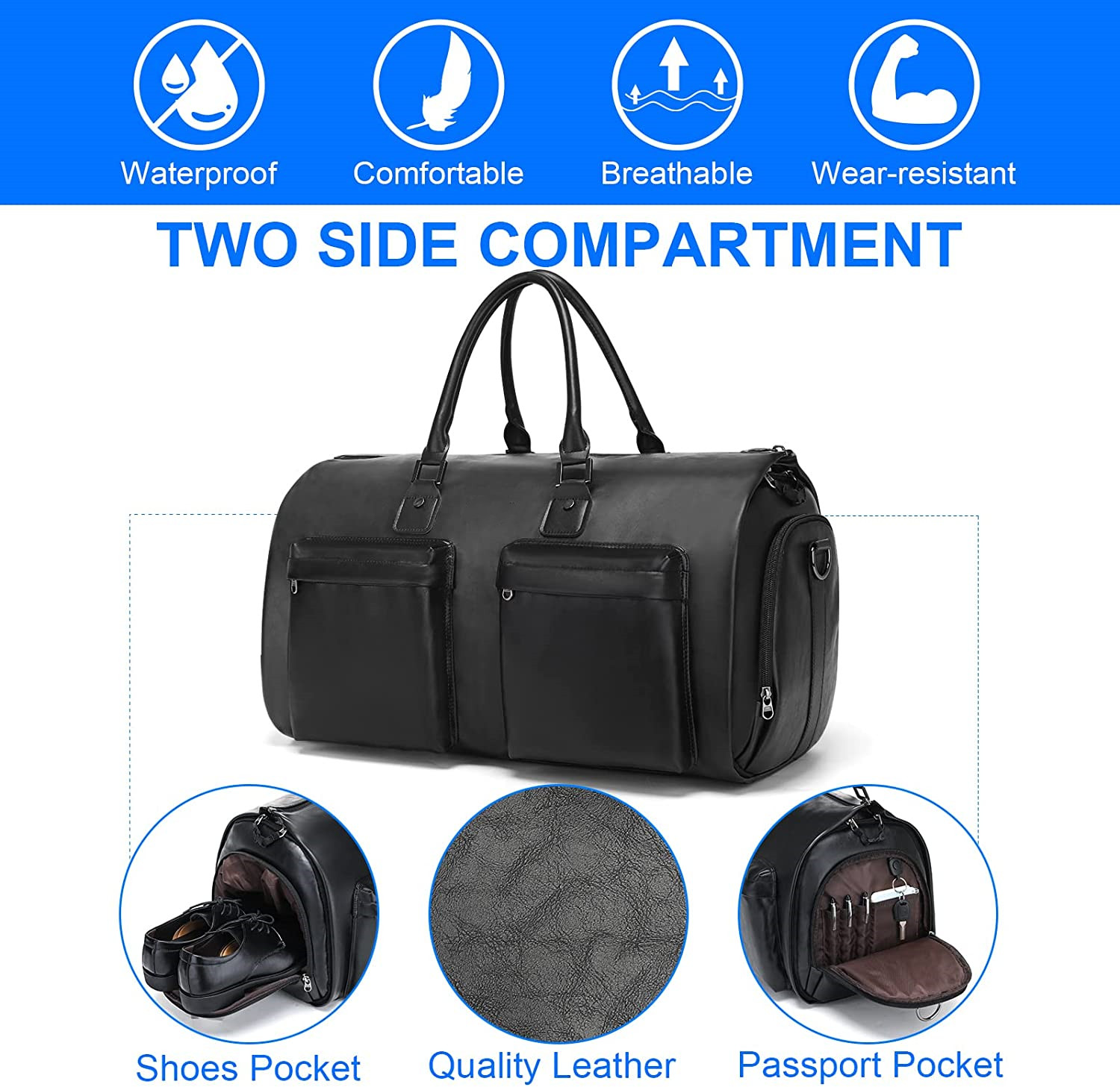 Borsa Porta Abiti Da Viaggio Uomo - Grande 109 Cm, Pieghevole, Capienza 3 Giacche, Impermeabile, Per Viaggi Di Lavoro