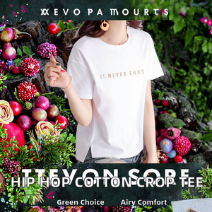 T-shirt court personnalisé pour femme, col rond, coupe droite, 100 % coton, anti-boulochage, écologique, respirant, 180 g, avec logo imprimé en sérigraphie - Product Image 2