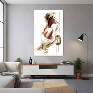 Printed <b>Canvas</b>: Woman Applying Lipstick - Fashion <b>Wall</b> Art,WRAPPED <b>CANVAS</b> - Product Image 3