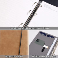 Carnets personnalisés à trois volets en cuir PU, reliure à feuilles mobiles A4/A5, reliure cousue, gravure au laser