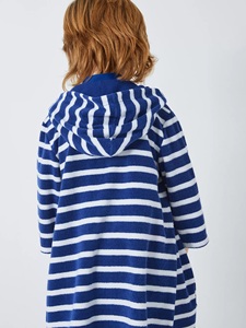 Customisable <strong>Kids</strong> Bathroom Outfit <strong>Personalised</strong> Organic Cotton Zip-Up Hooded Beach <strong>Towel</strong> with Striped Home Pattern Woven Technics - Product Image 3