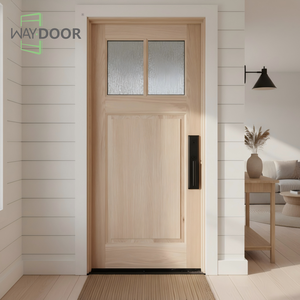 Portes intérieures en bois massif de style rustique avec panneau en verre pour fermes, portes <span class=keywords><strong>d</strong></span>'entrée en bois de chêne et <span class=keywords><strong>d</strong></span>'acajou finis - Product Image 4
