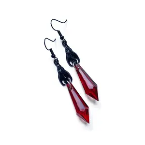 Red and black Jewel pendant earrings Dark Bat decorative earrings Fashion exquisite jewelry earrings