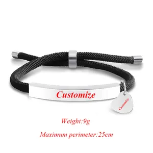 Ywganggu Stainless Steel Custom Adjustable Hand Woven Bracelets Woven Rope For Bracelet Adjustable Teacher Charm Heart Bracelets