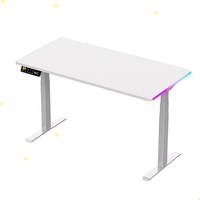Bureau de jeu électrique réglable en hauteur, table de jeu motorisée moderne avec éclairage LED RGB, bureau de jeu pour gamer, bureau assis-debout