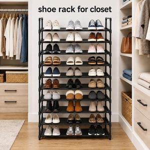 Metal Frame 10-tier <b>Shoe</b> Rack Space-Saving <b>Shoe</b> Storage Organizer Non-Woven Fabric Stackable <b>Shoe</b> Shelf - Product Image 6