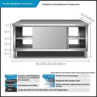 Plan de travail multifonctionnel en acier inoxydable épais personnalisable de haute qualité avec porte coulissante et passage unique