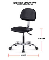 Chaise de laboratoire ESD à 360 degrés en mousse PU noire à siège confortable et doux de vente chaude