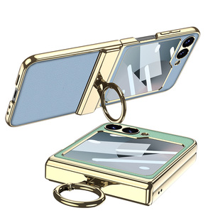 เคสพีซีบางเฉียบแบบแม่เหล็กสำหรับ <span class=keywords><strong>Z</strong></span> <span class=keywords><strong>Flip</strong></span> 5/6 พร้อมเคลือบผิวด้วยไฟฟ้า ดีไซน์ป้องกันการกระแทก พร้อมที่วางแหวน <span class=keywords><strong>NFC</strong></span> สีพื้น - Product Image 1