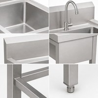 Évier de cuisine moderne en acier inoxydable à cuve unique, à poser sur plan de travail, coins arrondis, auto-nettoyant, finition brossée mate, garantie 3 ans