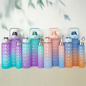 1L 500Ml 3 In 1 Motivational Water Bottle Direct Drinking Plastic Gym Fitness Motivational Water Bottles With Straw And Handgrip