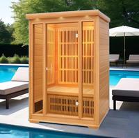 Cabine de sauna infrarouge portable pour 2 personnes en bois de cèdre rouge, faible EMF, infrarouge lointain, pour usage domestique en intérieur