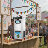 Machine à glace molle commerciale 3 saveurs fruits et lait en acier inoxydable pour usage professionnel en restaurant