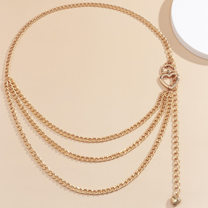 โซ่คาดเอวรูปหัวใจ โลหะผสมสังกะสี สีทอง สวมใส่ได้ทุกวัน แฟชั่นบอดี้เชน สไตล์ฮิปฮอป ดีไซน์แบบพันรอบเอว - Product Image 4