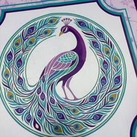Tapis de Mahjong Élégant Violet à Motifs Floraux Antidérapant Silencieux Artistique Décoratif