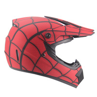 Helm Full-face untuk Anak-anak, Cocok untuk Go-kart, Sepeda Gunung, ATV, dengan Visor dan Pola Jaring Laba-laba, DH Downhill, Spons EPS ABS