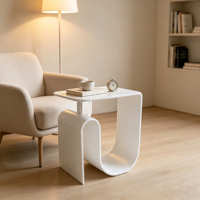 Table d'appoint minimaliste moderne en acrylique transparente en forme de U pour salon, chambre, balcon, décoration intérieure