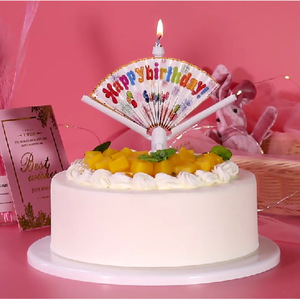 Fan Shaped Birthday Candles Happy Birthday Design Single Wick <b>Paraffin</b> Cake Decorations For Birthdays - Product Image 1