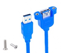 Câble d'extension USB 3.0 mâle vers femelle à montage sur panneau avec trous de fixation et support de verrouillage pour armoire d'équipement industriel