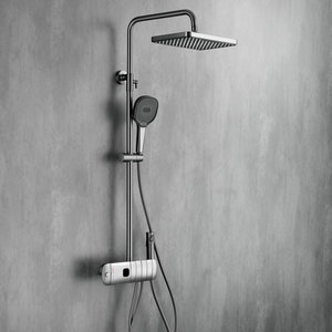 New Italy design gun metal grey color sistema termostatico per <span class=keywords><strong>doccia</strong></span> a pioggia da bagno con display della temperatura - Product Image 2