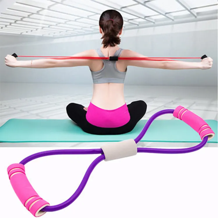 Yoga Fitness Resistance 8 Wort Brust Expander Seil Workout Muskel Fitness Gummi Gummibänder für die Übung