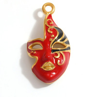 KAVNAR Vente en gros Breloques et pendentifs masques d'opéra chinois en acier inoxydable plaqué or 18 carats avec logo personnalisé, fournitures pour la fabrication de bijoux DIY