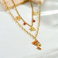 Collar de la Reina Egipcia Nefertiti Chapado en Oro de 18K, Acero Inoxidable, Resistente al Agua y al Deslustre, con Dijes de Ojo de Horus