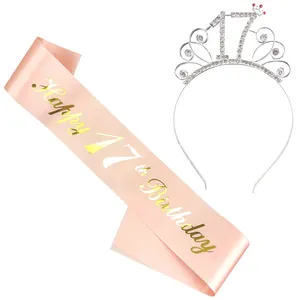 Nicro пользовательский блеск розовый день рождения Девочка День рождения королева пояс со стразами тиара Королева Корона набор для вечеринки