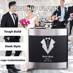 Mini gourde de poche haut de gamme en acier inoxydable de qualité 304, design carré moderne, portable, option de logo personnalisé pour les cadeaux de mariage et les faveurs de fête - Product Image 2