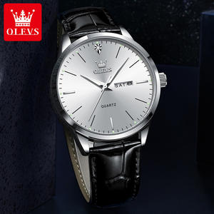 OLEVS 2935 OEM marca de lujo Venta caliente estilos logotipo personalizado calendario cuero genuino Correa luminosa reloj de cuarzo para hombre - Product Image 2