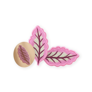 Appliques brodées en forme de feuille d'Ilan, 6x3cm, rose, pour la décoration de vêtements - Product Image 2
