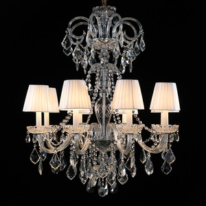 Lustre en cristal avec base d'ampoule E26, luminaire suspendu LED à 8 lumières pour salon, design mural, télécommande, hauteur réglable - Product Image 5