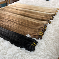 Tissage de cheveux remy Double étiré à la Machine, trame Invisible, bon marché, vente en gros, Extension de cheveux humains lisses et fins