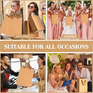 Lage Prijs Luxe Merchandise Papieren Boodschappentassen Op Maat Bedrukt Dikke <span class=keywords><strong>Kraft</strong></span> Papieren Zak Met Logo Print En Lint Handgrepen - Product Image 3