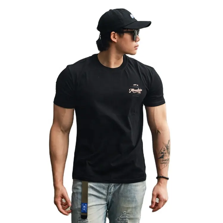 Streetwear Mens Workout Base T Shirts Custom Logo 100%Cotton Sport Clothes Fit Muscle Soft T Shirt Men