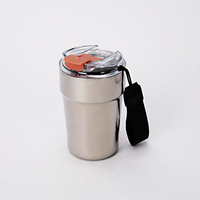 Sans BPA Logo personnalisé 380mL Tasses à café de voyage écologiques isolées en titane à double paroi sous vide avec corde