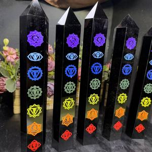Tour de Cristal de Guérison Spirituelle en <span class=keywords><strong>Obsidienne</strong></span> Noire 7 Chakras, <span class=keywords><strong>Prix</strong></span> de Gros Kindfull, pour Décoration - Product Image 2