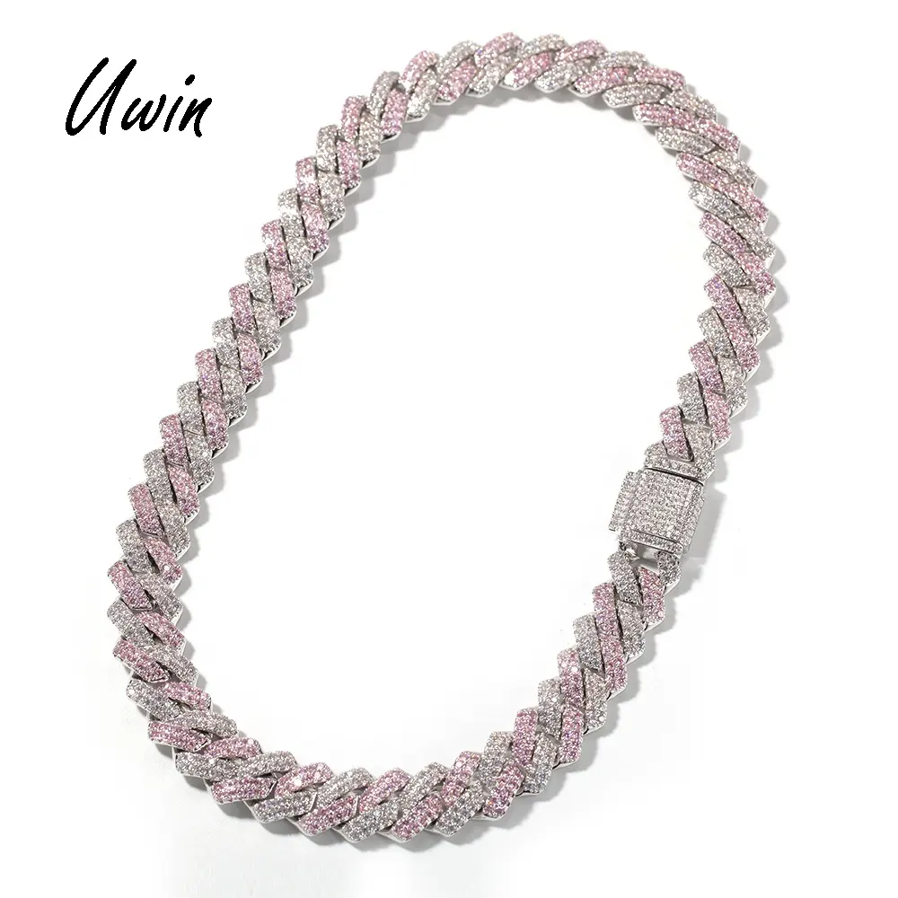 Necklace Necklace 13mm Pink Cuban Chain Choker Necklace Miami Cuban Link Chain Hip Hop Men Necklace Bling Rapper Jewelry For Women